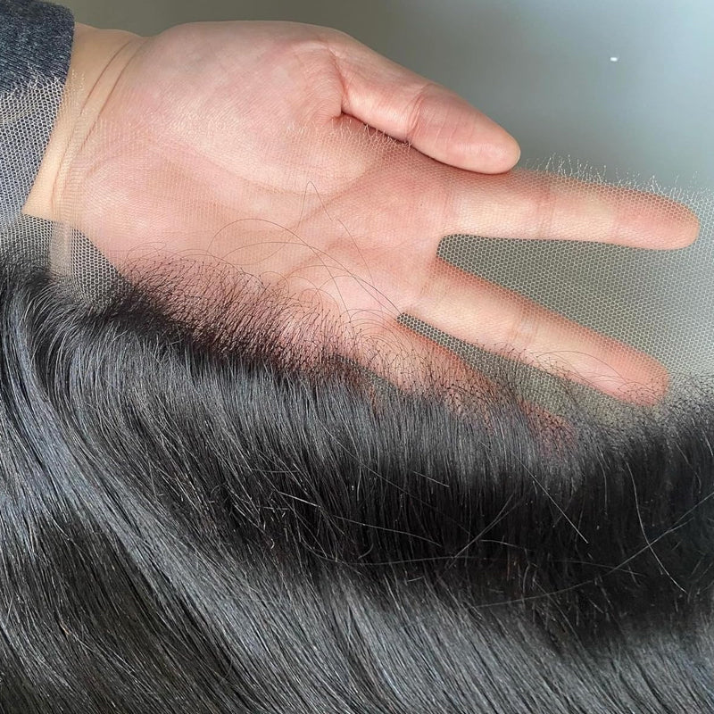 Cline Hair Straight 13x6 HD Lace Frontal Pre Plucked Remy Human Hair