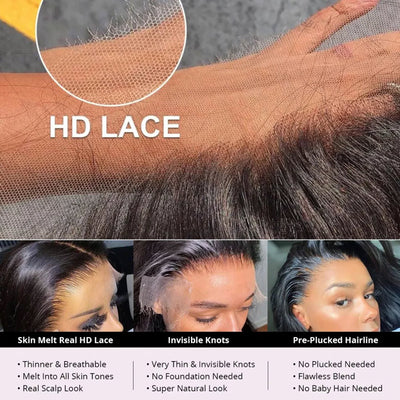 Perruque Lace Front Wig Melissa HD 13x4, cheveux humains lisses pré-épilés