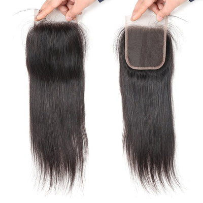 Cline Hair 4x4 Transparent Lace Closure Straight Remy Human Hair