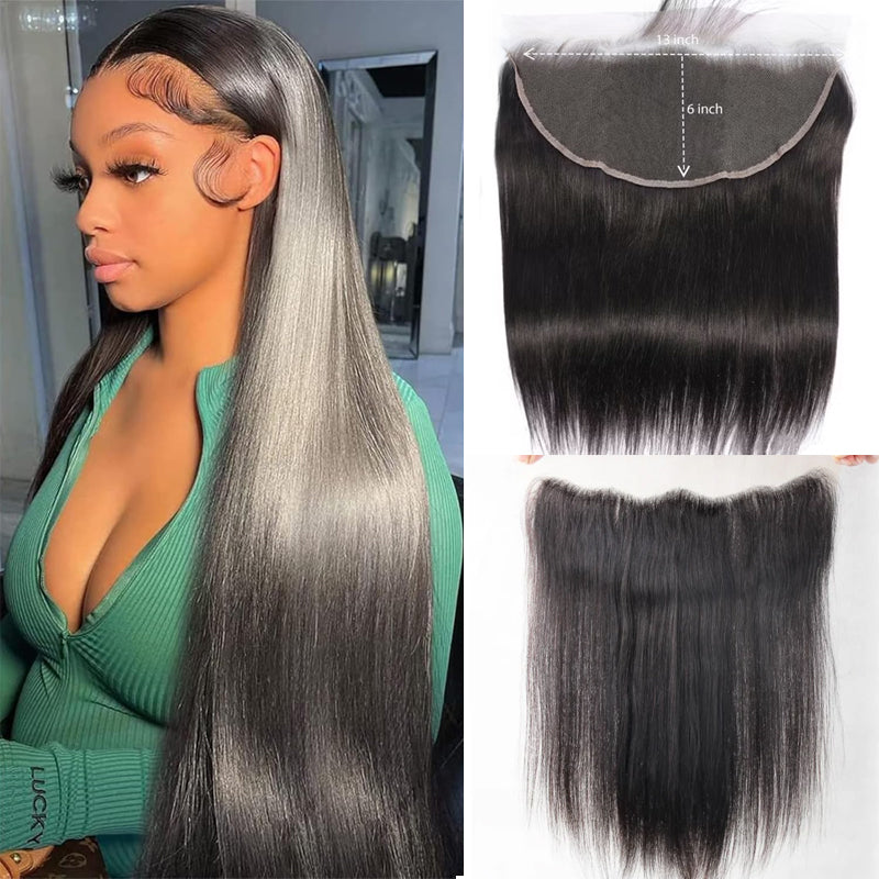 Cline Hair Straight 13x6 HD Lace Frontal Pre Plucked Remy Human Hair