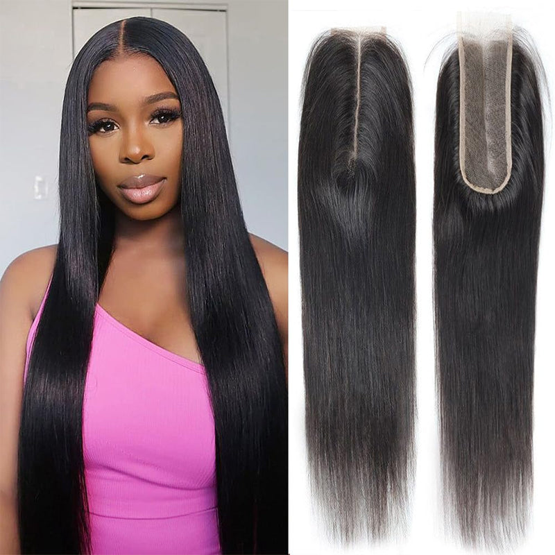 Cline Hair 2x6 HD Lace Closure Middle Part Straight Human Hair
