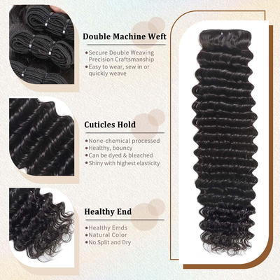 Cline Hair BSR25 Deep Wave Virgin Human Hair Weave Extension