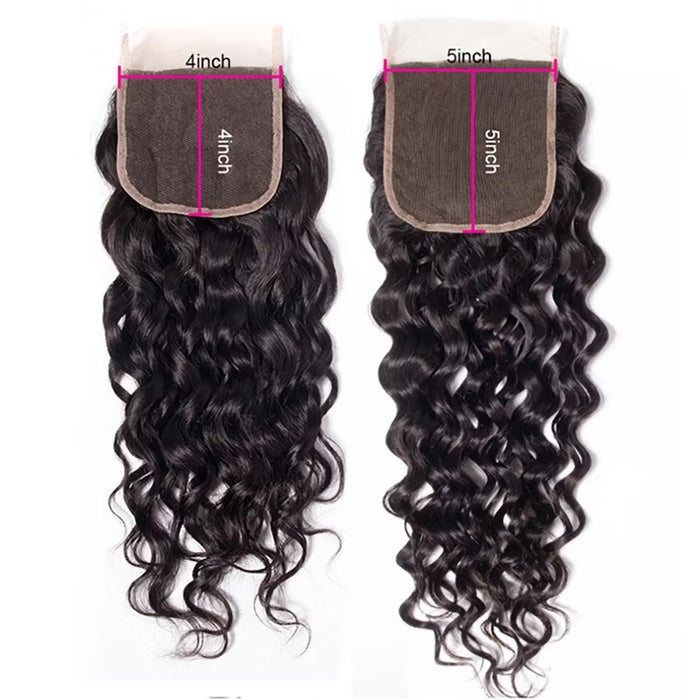 Cline Hair 5x5 Lace Closure Pre Plucked Water Wave Human Hair