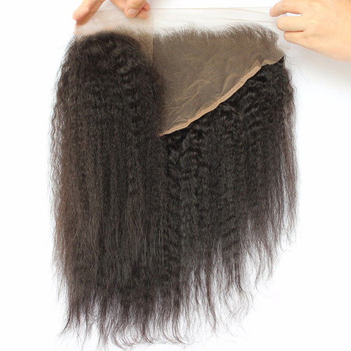 Cline Hair 13x4 Transparent Lace Front Kinky Straight Remy Human Hair