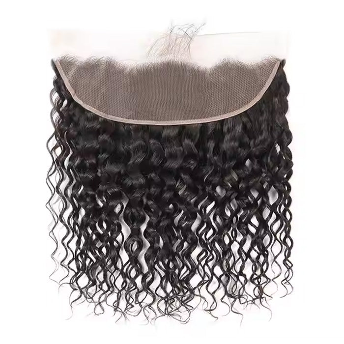 Cline Hair Water Wave 13x4 Lace Frontal Pre Plucked Virgin Human Hair