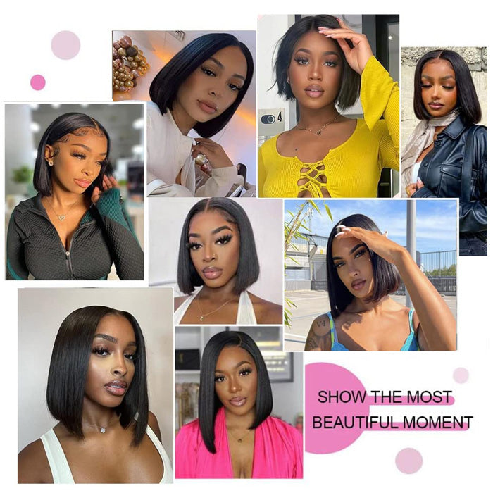 Cline Hair JADE 4x1 Lace Parting Bob Wig Straight Human Hair