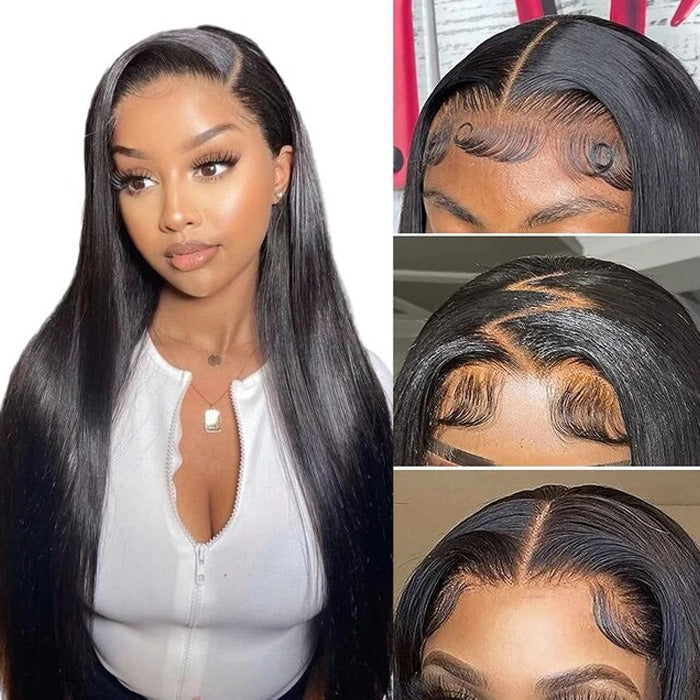 Perruque Lace Front Wig Melissa HD 13x4, cheveux humains lisses pré-épilés