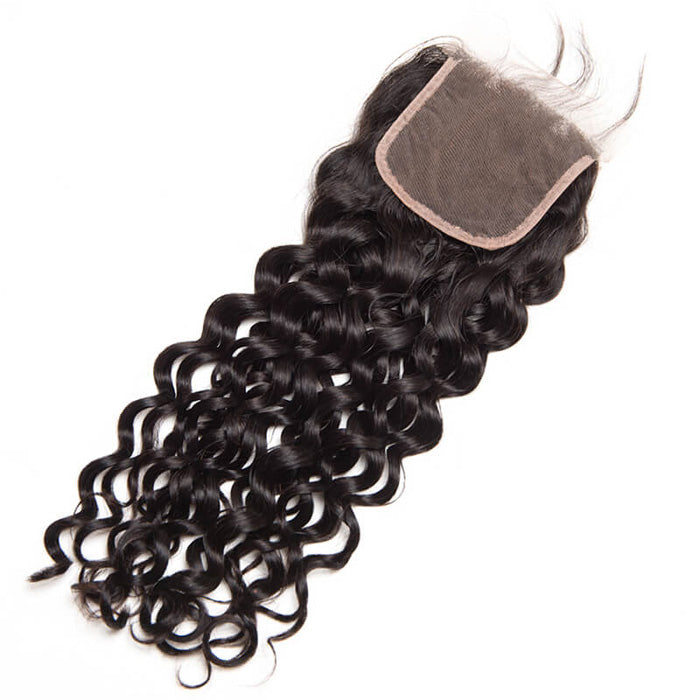 Cline Hair Water Wave 4x4 Lace Closure Remy Virgin Human Hair