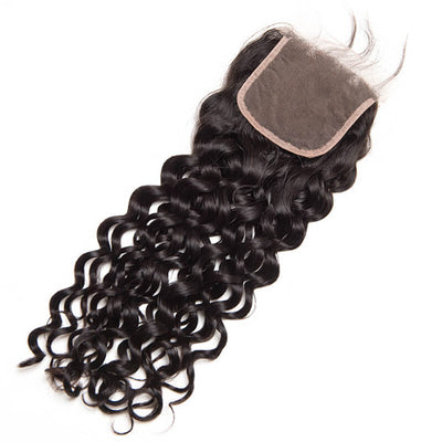 Cline Hair Water Wave 4x4 Lace Closure Remy Virgin Human Hair