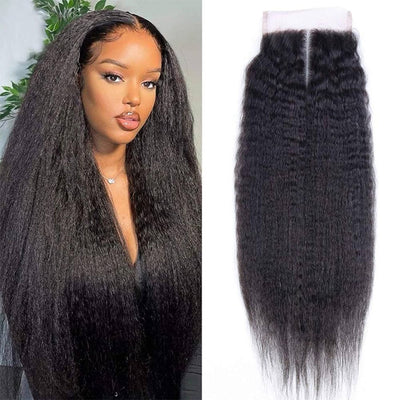Cline Hair 5x5 Lace Closure Kinky Straight Remy Human Hair