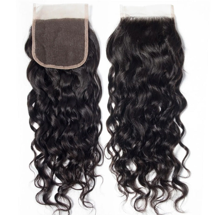 Cline Hair Water Wave 4x4 Lace Closure Remy Virgin Human Hair
