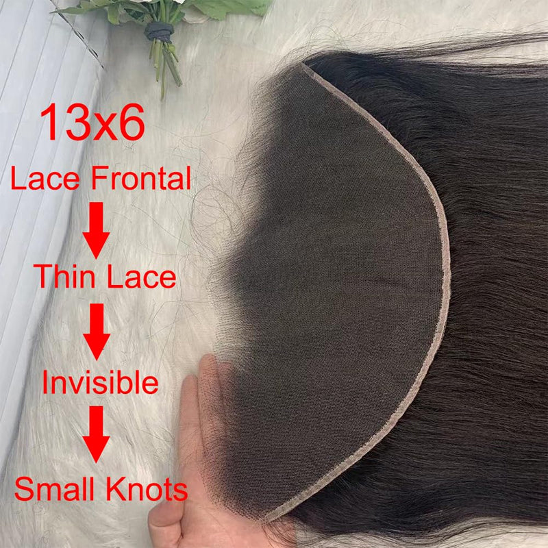 Cline Hair Straight 13x6 HD Lace Frontal Pre Plucked Remy Human Hair
