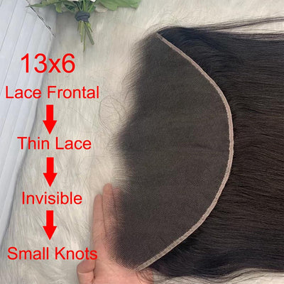 Cline Hair Straight 13x6 HD Lace Frontal Pre Plucked Remy Human Hair