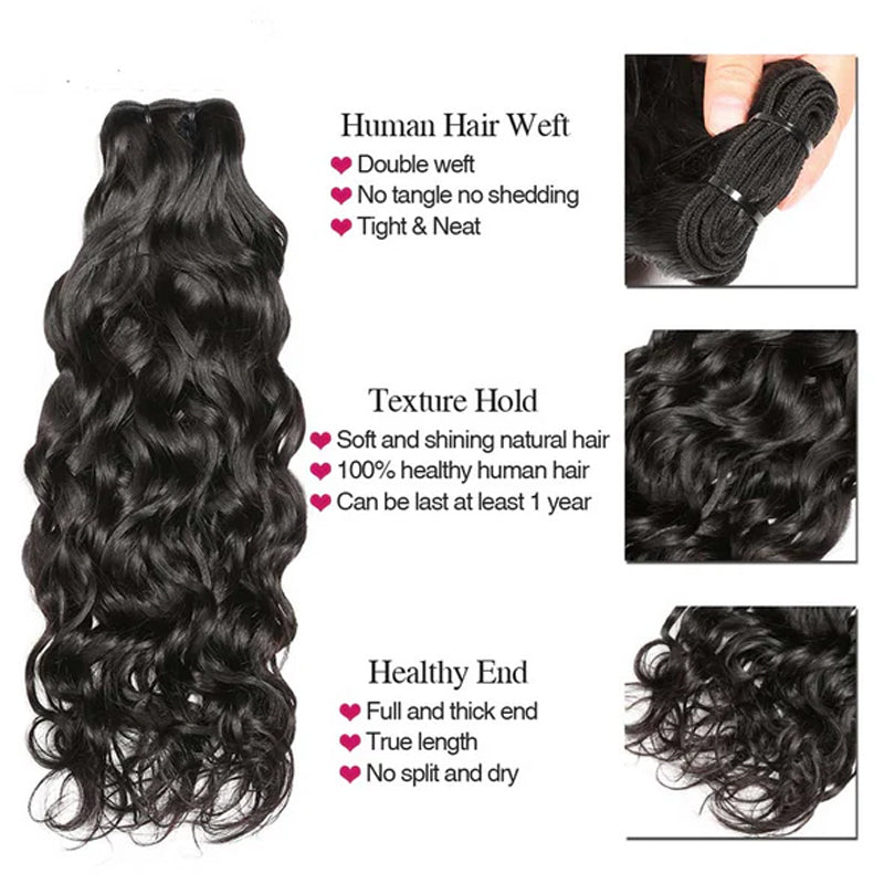 Cline Hair BSR25 Water Wave Human Hair Bundle Weave