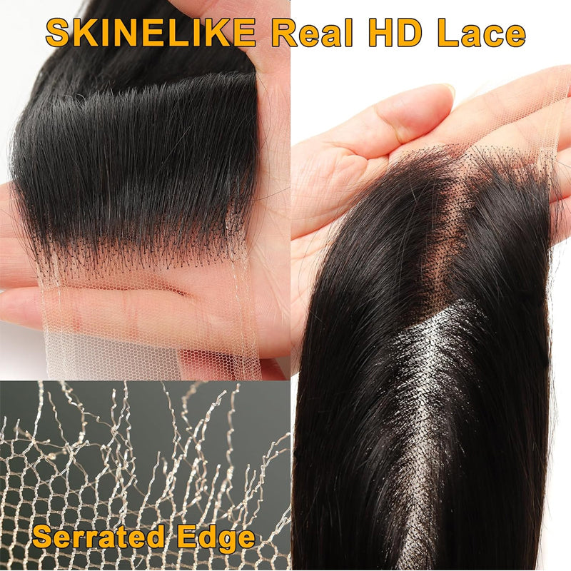 Cline Hair 2x6 HD Lace Closure Middle Part Straight Human Hair