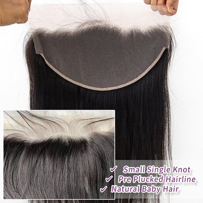 Cline Hair Straight 13x6 HD Lace Frontal Pre Plucked Remy Human Hair