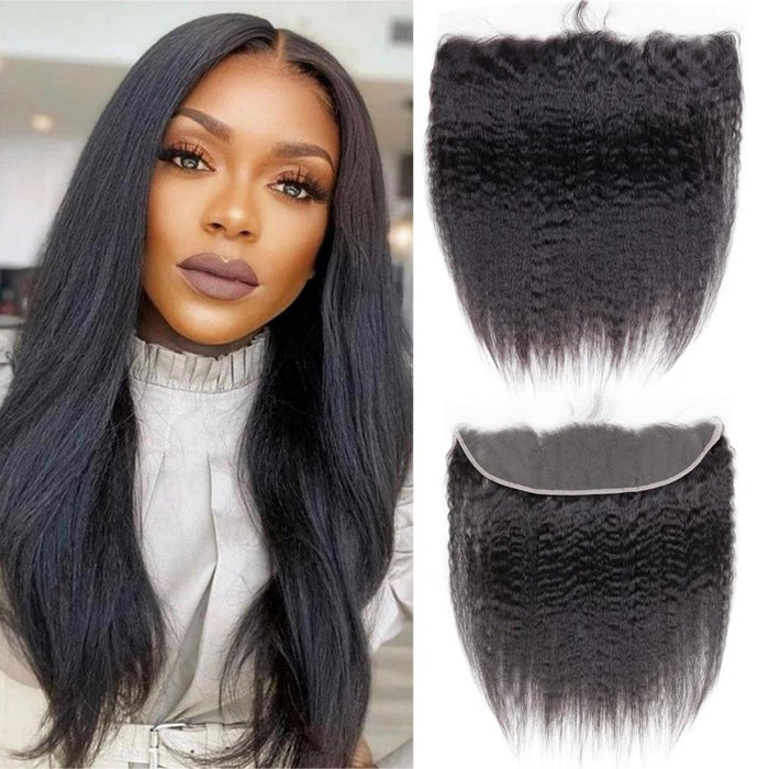 Cline Hair 13x4 Transparent Lace Front Kinky Straight Remy Human Hair