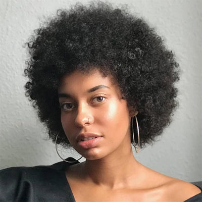 Cline Hair Perruque de cheveux humains afro crépus marron