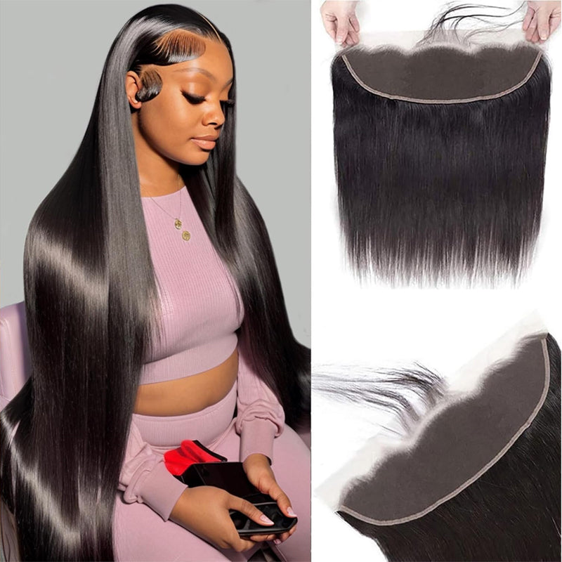 Cline Hair 13x4 HD Lace Frontal Pre Plucked Straight Virgin Human Hair