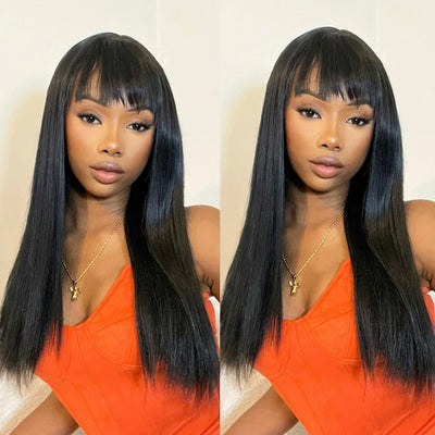 Cline Hair 613 Blonde Wig with Bangs Straight Human Hair for Women