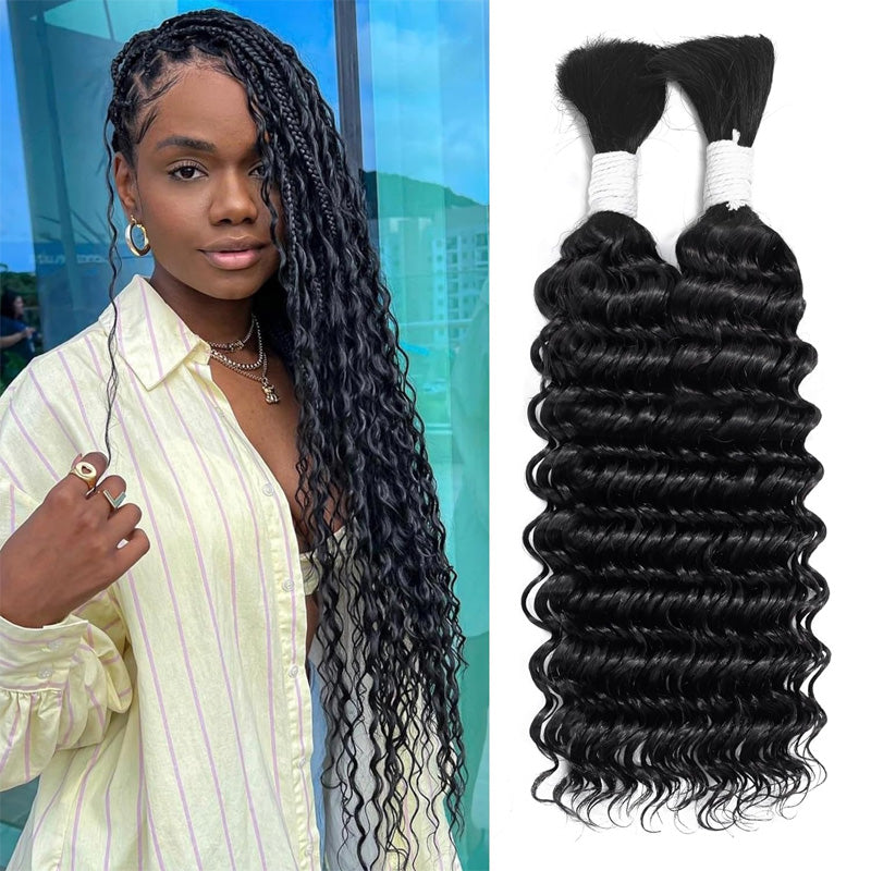 Cline Hair Deep Wave Bulk Human Hair for Braiding