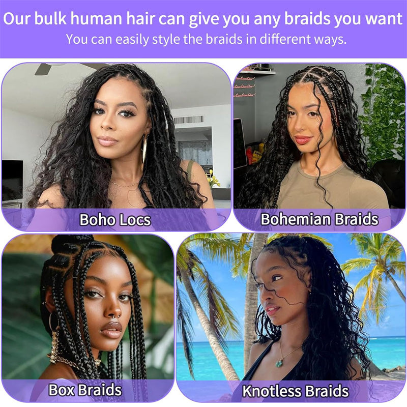 Cline Hair Deep Wave Bulk Human Hair for Braiding