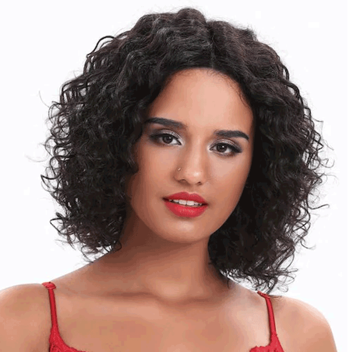 Cline Hair JOHANA Short T Lace Wig Curly Human Hair