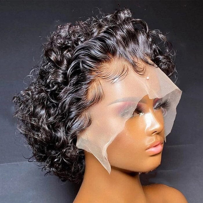Cline Hair LILLY 13x1 Lace Front Wigs Pixie Cut Short Curly Human Hair