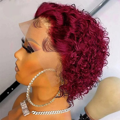 Cline Hair LILLY 13x1 Lace Front Wigs Pixie Cut Short Curly Human Hair