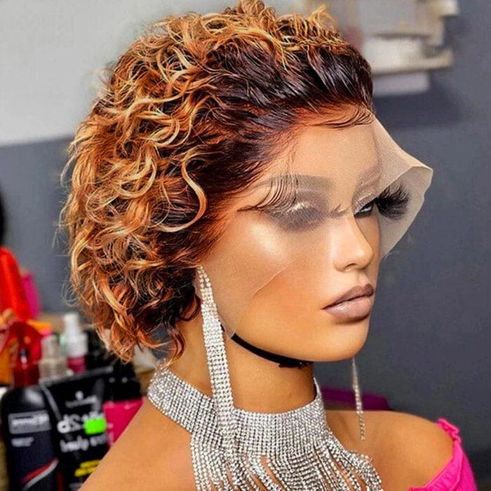 Cline Hair LILLY 13x1 Lace Front Wigs Pixie Cut Short Curly Human Hair