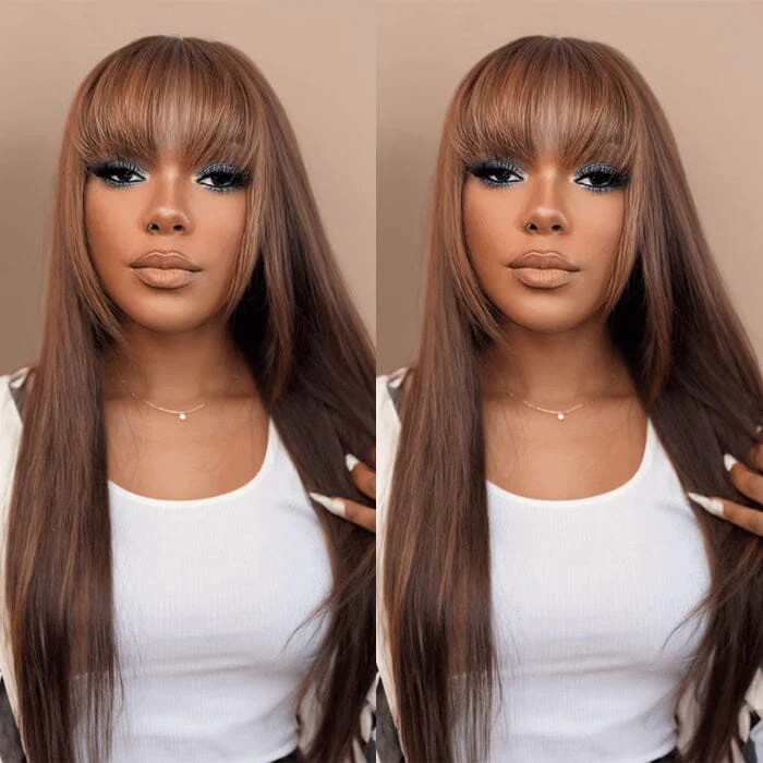 Cline Hair NANCY HH Silky Straight No Lace Wig with Bangs Human Hair