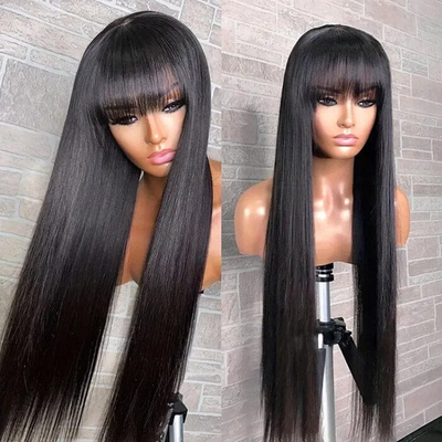 Cline Hair NANCY HH Silky Straight No Lace Wig with Bangs Human Hair