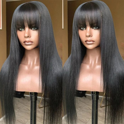 Cline Hair NANCY HH Silky Straight No Lace Wig with Bangs Human Hair