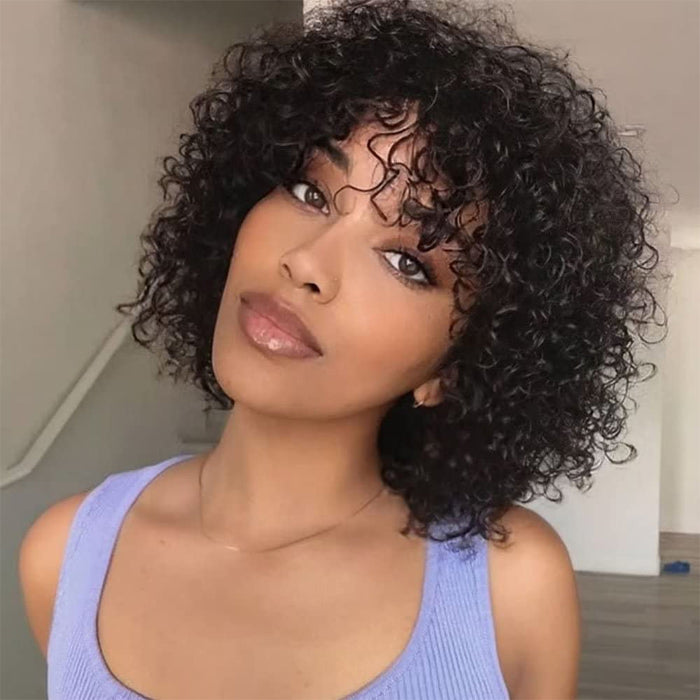 Cline Hair Natural Remy Human Hair Curly Wigs for Women