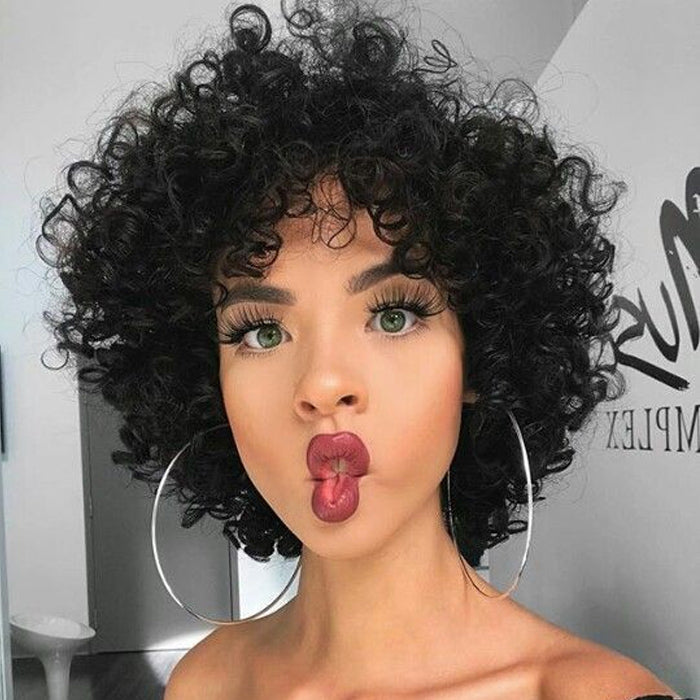 Cline Hair Natural Remy Human Hair Curly Wigs for Women