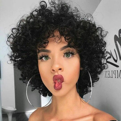 Cline Hair Natural Remy Human Hair Curly Wigs for Women