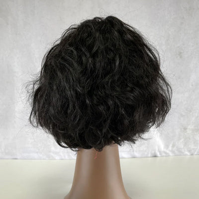 Cline Hair Perruque courte ondulée marron en cheveux humains