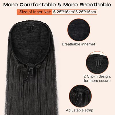 Cline Hair Postiche HH Straight Hair Ponytail Hairpiece for Women