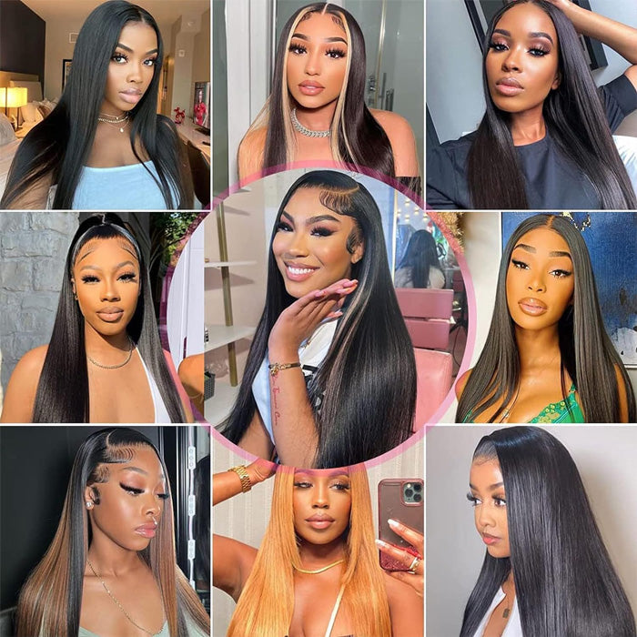 Cline Hair 13x4 Lace Frontal Pre Plucked Straight Remy Virgin Human Hair