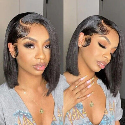 Cline Hair MELODIE 13x4 Lace Frontal Wig Short Bob Bone Straight Human Hair